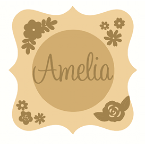 3mm mdf  Fancy Name and Flower Plaque 3 Joined Words and Names to Order