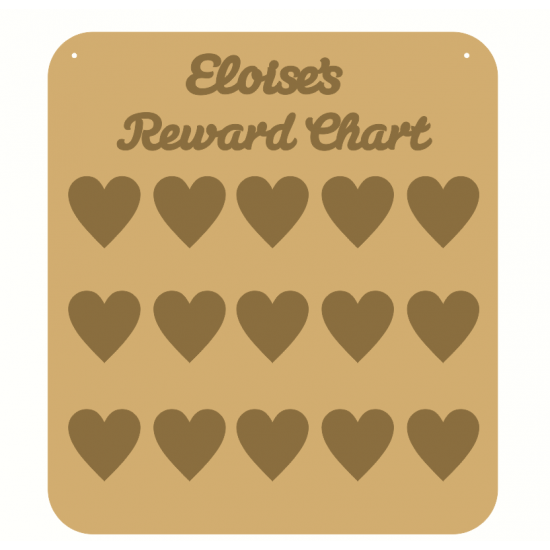 3mm MDF Personalised Heart Reward chart (with button handles) 