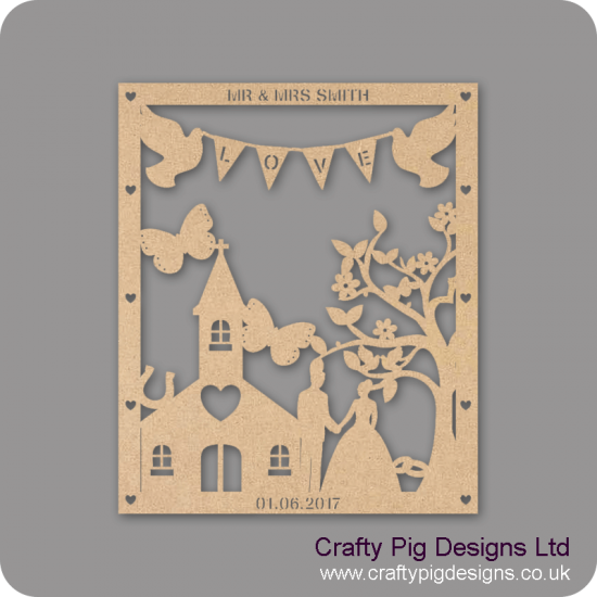 3mm MDF Personalised Wedding Plaque -woth Chapel/Church Personalised and Bespoke