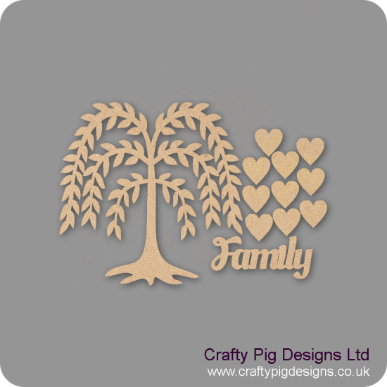 3mm MDF Willow Tree Family Tree Pack Kit Standard Hearts Trees Freestanding, Flat & Kits