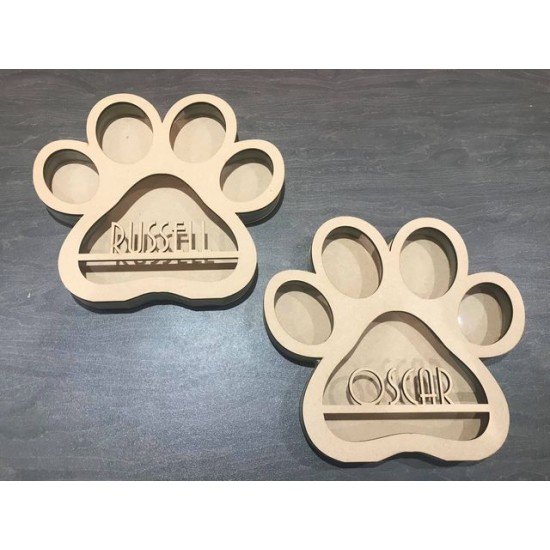 18mm Layered Fillable Paw Shape 1 Personalised and Bespoke