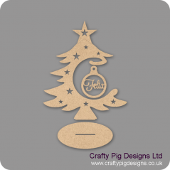 3mm MDF Personalised Bauble and Tree on Stand Christmas Shapes