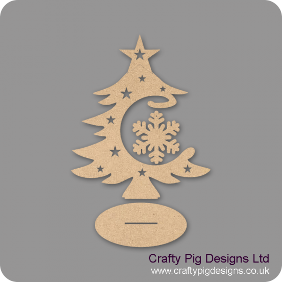 3mm MDF Snowflake Bauble and Tree on Stand Christmas Shapes