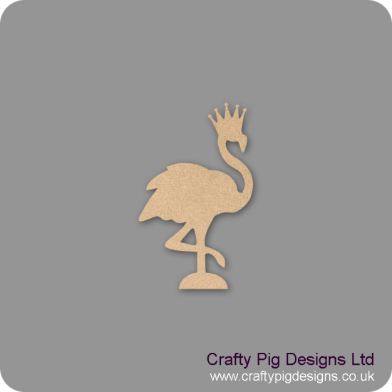 3mm MDF Flamingo With Crown Small MDF Embellishments