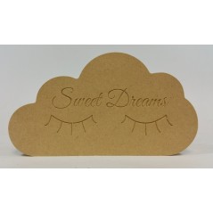 18mm Freestanding Cloud (engraved Sweet Dreams With Lashes) 18mm MDF Signs & Quotes