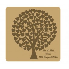 3mm MDF Rounded Wedding Heart Tree Guest Book With Engraved Backboard Trees Freestanding, Flat & Kits