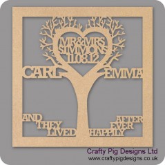 3mm MDF Wedding Tree in frame  - Personalised with Your Names Trees Freestanding, Flat & Kits