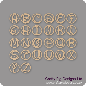 3mm MDF Letter in Scalloped Circle