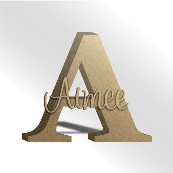 18mm Oak Veneer Letter with 3mm mdf Stick on Name