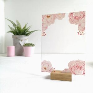 pink peonies a5 portrait plaque-900x900