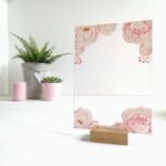 pink peonies a5 portrait plaque