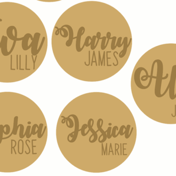 3mm mdf Circle Plaque with Name in Two Fonts