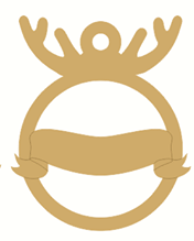 wide antler bauble with ribbon across centre