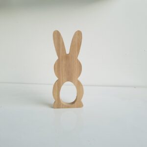 18mm OAK Veneer Freestanding Tall Bunny with Egg Shape Cut Out