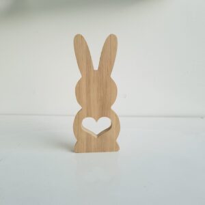 18mm OAK VENEER Freestanding Tall Bunny with Heart Shape Cut Out