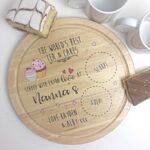 Personalised Round Cake Board – Tea and Cakes – Pink