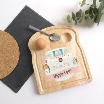 Printed TOAST SHAPED Breakfast Board - Pink Caravan