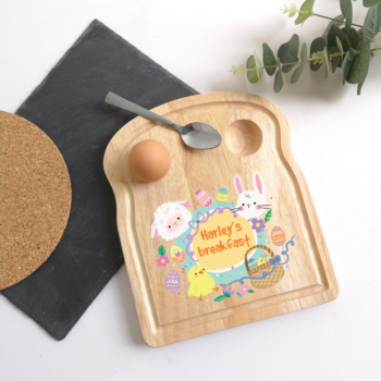 Printed TOAST SHAPED Breakfast Board - Easter Chick and Bunny