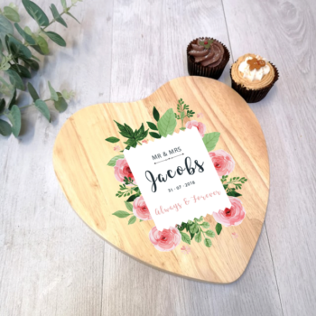 Personalised Heart Cake Board - Wedding