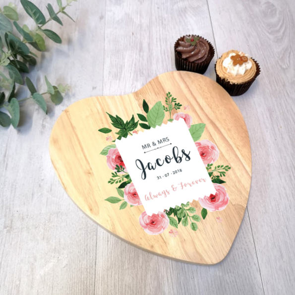 Personalised Heart Cake Board - Wedding