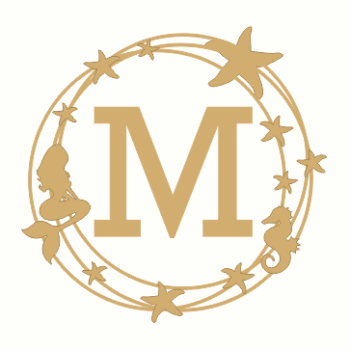 3mm mdf Mermaid Theme Scribble Circle and Letter