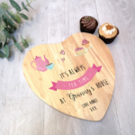 Personalised Heart Cake Board - Tea Pot - Pink