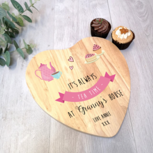 Personalised Heart Cake Board - Tea Pot - Pink