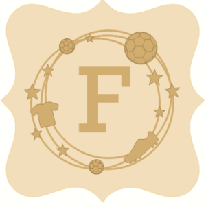 3mm mdf Football Theme Plaque and Scribble Circle with Letter