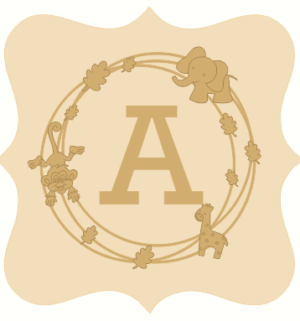 3mm mdf Jungle Theme Plaque and Scribble Circle with Letter