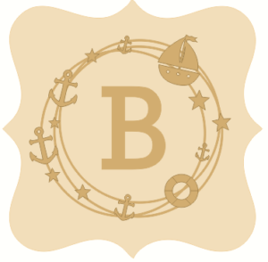 3mm mdf Seaside Theme Plaque and Scribble Circle with Letter