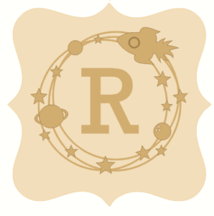 3mm mdf Space Theme Plaque and Scribble Circle with Letter