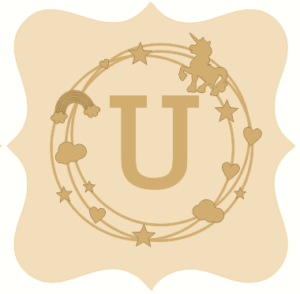 3mm mdf Unicorn Theme Plaque and Scribble Circle with Letter