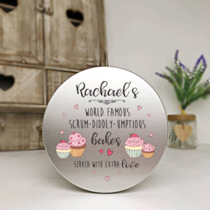 Personalised Printed Silver Tin - Scrumdidllyumptious Cake Tin