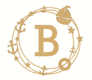 3mm mdf Seaside Theme Scribble Circle and Letter