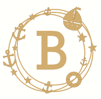 3mm mdf Seaside Theme Scribble Circle and Letter