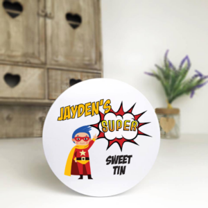Personalised Printed White Tin - Superhero