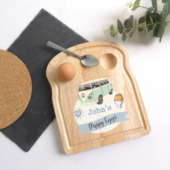 Printed TOAST SHAPED Breakfast Board - Blue Camper Van