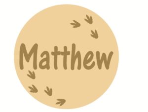 3mm mdf Circle Name and Dinosaur Feet Plaque