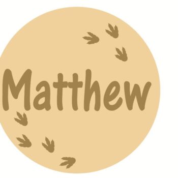 3mm mdf Circle Name and Dinosaur Feet Plaque