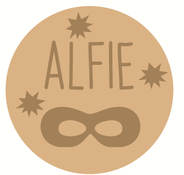 3mm mdf Circle Name with Small Mask and Pow Shapes