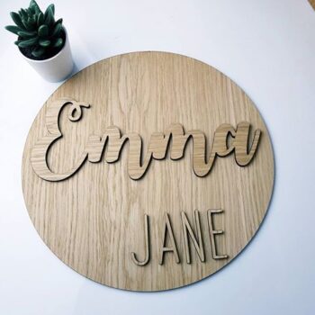 4mm OAK Veneer Circle Double Name