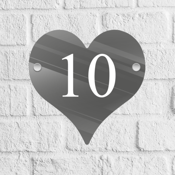 Heart Acrylic Door Number Blank with stand offs