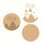 3mm mdf Circle Name and Geo Bear and 3D Mountains Plaque