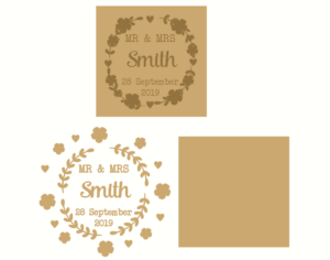 4mm mdf or oak veneer backed layered Wedding Plaque