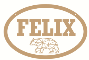 4mm mdf 2 Layer Oval Plaque with Geo Bear