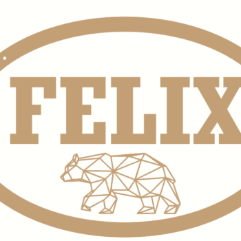 4mm mdf 2 Layer Oval Plaque with Geo Bear