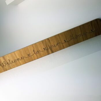 19mm OAK VENEER Engraved Welcome to our Home Block