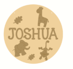 3mm mdf Layered Circle with Name and Animal Shapes