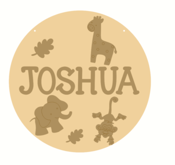 3mm mdf Layered Circle with Name and Animal Shapes