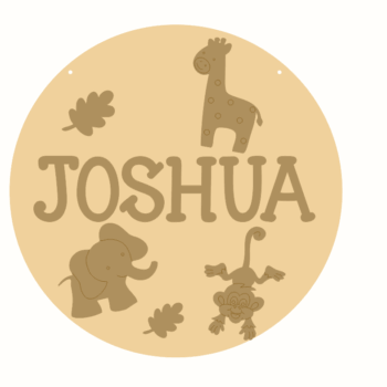 3mm mdf Layered Circle with Name and Animal Shapes